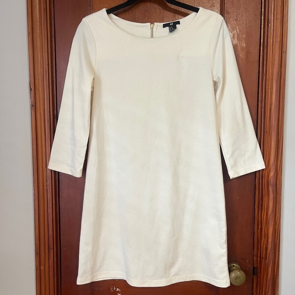 H&M Cream Long Sleeve Dress